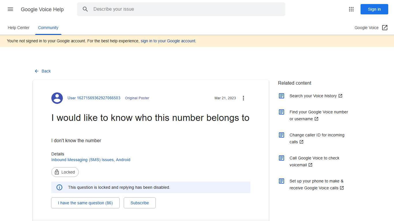 I would like to know who this number belongs to - Google Voice Community